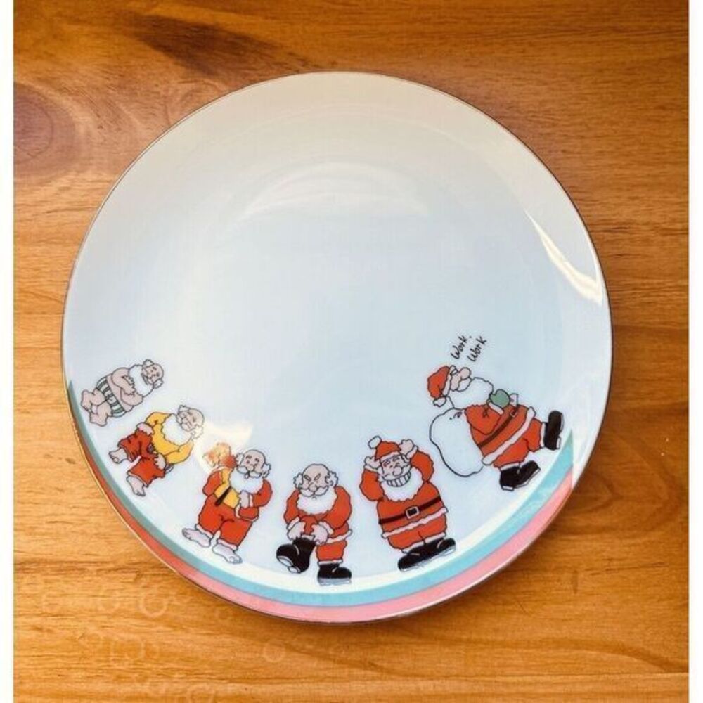 Papel Christmas Santa Plate Happy Holidays Work Work Getting Dressed Japan 8"